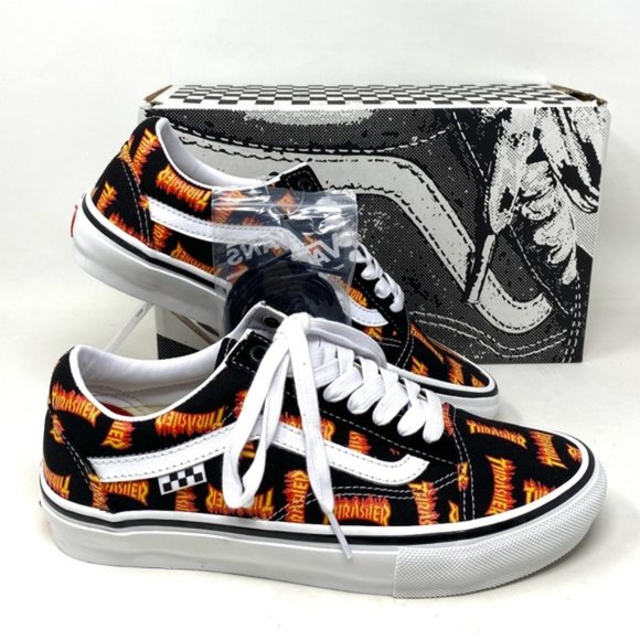 VANS x Thrasher Old Skool Skate Low Top Black Canvas Women Sneakers VN0005W0BML - Picture 1 of 11